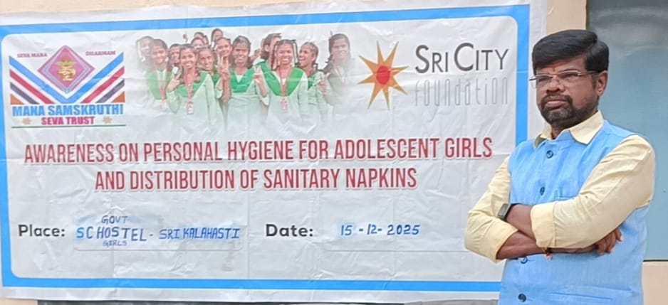 With the participation of Tejobharat Foundation, Mana Samskruthi Seva Trust reached 267 girls at the Sri Kalahasti Government SC Girls Hostel with health awareness and essential supplies